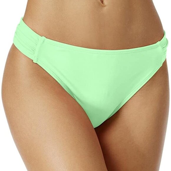 Women’s Solid Ruched Bikini Bottom, Aqua Mint, S - Picture 1 of 1